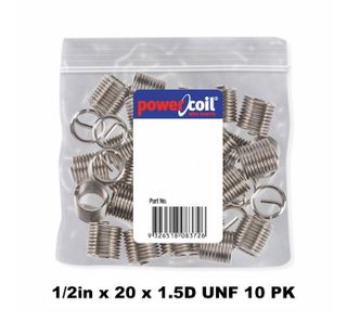 POWERCOIL 1/2" X 20 X 1.5D UNF WIRE THREAD INSERTS - 10PK