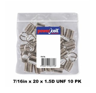 POWERCOIL 7/16" X 20 X 1.5D UNF WIRE THREAD INSERTS - 10PK