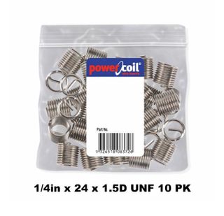 POWERCOIL 1/4" X 28 X 1.5D UNF WIRE THREAD INSERTS - 10PK