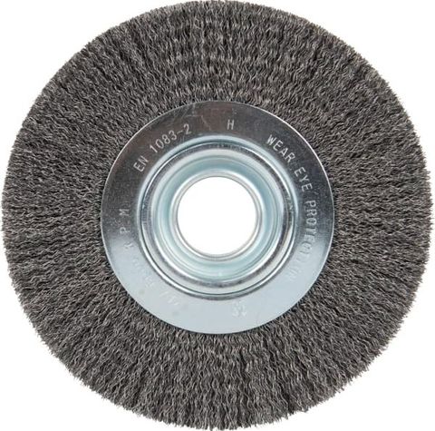 KLINGSPOR WIRE BRUSHES, WHEEL STEEL BRUSH, CRIMPED WIRE FOR STEEL, STAINLESS STEEL, BR 600 W, 150X25X32MM