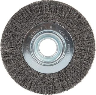 KLINGSPOR WIRE BRUSHES, WHEEL STEEL BRUSH, CRIMPED WIRE FOR STEEL, STAINLESS STEEL, BR 600 W, 150X25X32MM