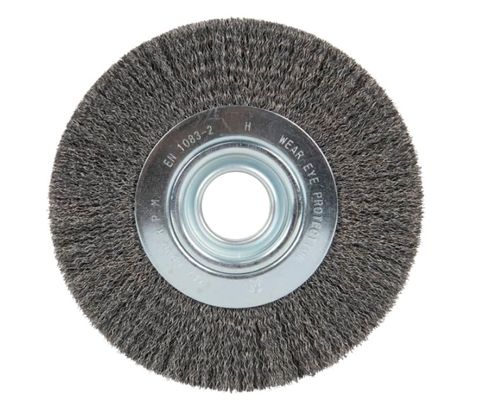 KLINGSPOR WIRE BRUSHES, WHEEL STAINLESS STEEL BRUSH, CRIMPED WIRE FOR STEEL, STAINLESS STEEL, BR 600 W, 150X25X32MM