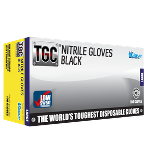 TGC BLACK NITRILE DISPOSABLE GLOVE - [100] - SMALL