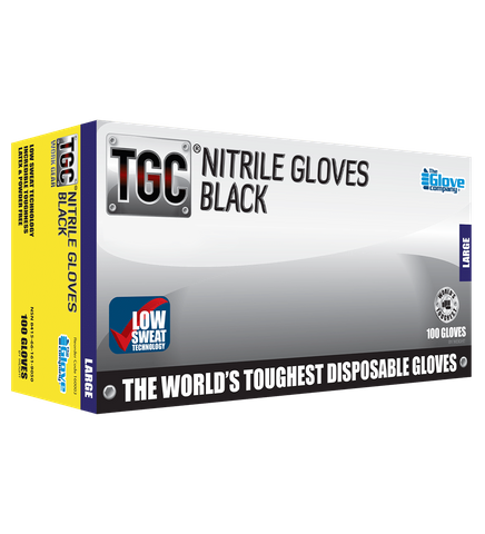 TGC BLACK NITRILE DISPOSABLE GLOVE - [100] - X LARGE