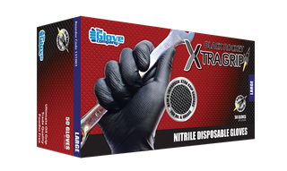 TGC BLACK ROCKET EXTRA GRIP NITRILE DISPOSABLE GLOVE [50] - MED