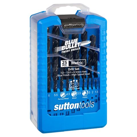 SUTTON JOBBER BLUE BULLET DRILL SET (1.0 - 13.0 X 0.5MM) - 25 PCE