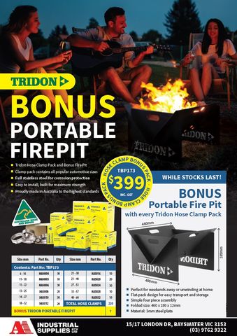 TRIDON HOSE CLAMP PACK (MAH/HAS) WITH BONUS FIREPIT!