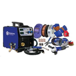 WELDCLASS FORCE 180MST MIG/STICK/TIG TRADIES WELDER KIT (36PC BUNDLE)