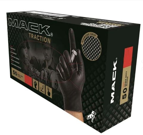 MACK TRACTION NITRILE DISPOSABLE GLOVE BOX 50 BLACK - LARGE