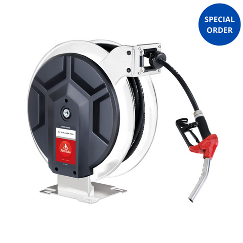 ALEMLUBE EL SERIES FUEL HOSE REEL C/W AUTO SHUT OFF NOZZLE - 19MM X 10M