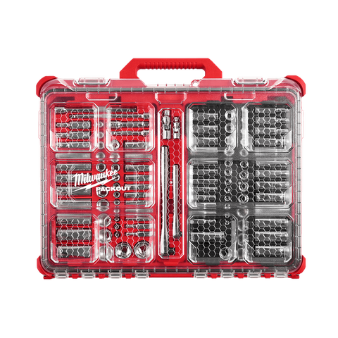 MILWAUKEE SAE & METRIC RATCHET & SOCKET SET WITH PACKOUT&trade; 1/4" & 3/8" - 106 PCE
