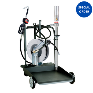 ALEMLUBE EL SERIES MOBILE OIL TRANSFER KIT WITH METER, HOSE REEL & TROLLEY - 205L
