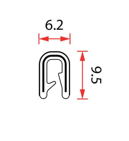 PINCHWELD PVC EDGE TRIM BLACK SMALL - 5 MTR ROLL