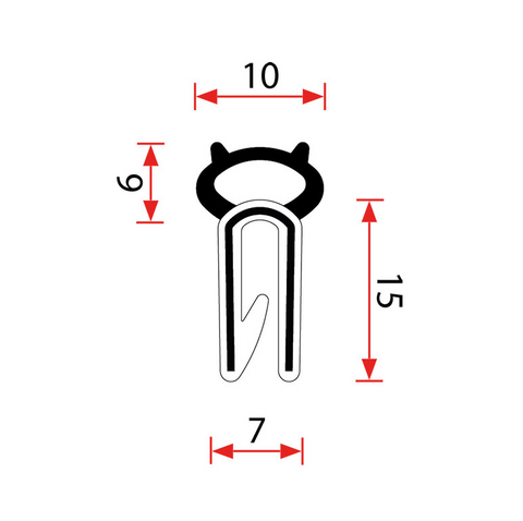 PINCHWELD TOP BULB CO EXTRUSION SMALL - 5 MTR ROLL