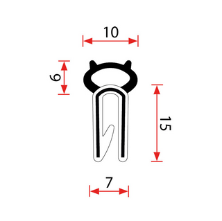 PINCHWELD TOP BULB CO EXTRUSION SMALL - 5 MTR ROLL