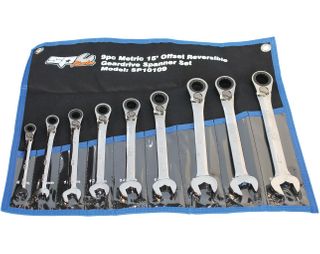SP TOOLS GEAR DRIVE ROE SPANNER SET - 15&deg; OFFSET - METRIC - 9PC