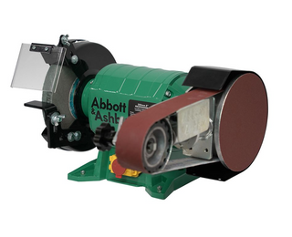 ABBOTT & ASHBY 200MM (8") 1100W INDUSTRIAL BENCH GRINDER WITH 362 LINISHING ATTACHMENT