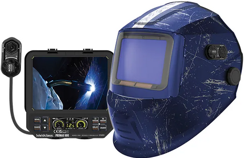 WELDCLASS WELDING HELMET PROMAX 680 DIGITAL BLUE RETRO GRAPHIC