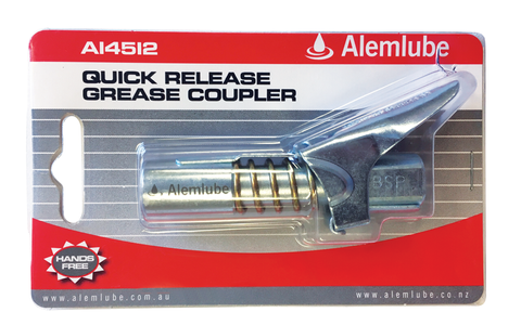 ALEMLUBE QUICK RELEASE GREASE GUN COUPLER - 1/8&rdquo; BSP(F) BLISTER PACK