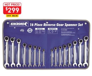KINCROME REVERSE GEAR SPANNER SET 16 PIECE - METRIC & IMPERIAL