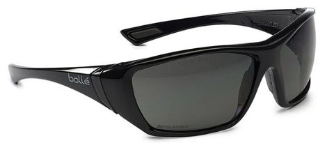 BOLLE HUSTLER GLOSS BLACK FRAME GREY/GREEN POLARIZED LENS