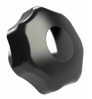 M12 LOBE HAND KNOB THERMOPLASTIC, ZINC PLATED STEEL THREADED BLIND HOLE, REMOVABLE CAP