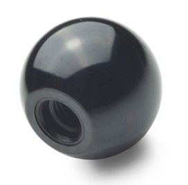 M12 BLACK SHINY BALL KNOB, D/PLAST - WITH TAPPED HOLE (NO BUSHING)