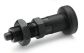 M5 BLACKENED STEEL INDEXING PLUNGER WITH PLASTIC KNOB & LOCK NUT (WITH REST POSITION)