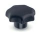 M12 BLACK MATTE STAR KNOB, T/POLYMER - WITH STEEL TAPPED INSERT