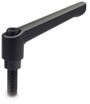 GN 300-45-M5-40-SW BLACK  FINISH ADJUSTABLE HAND LEVER - WITH BLACKENED STEEL THREADED STUD