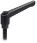 GN 300-45-M5-40-SW BLACK  FINISH ADJUSTABLE HAND LEVER - WITH BLACKENED STEEL THREADED STUD