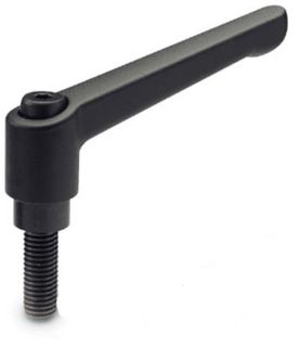 GN 300-45-M6-40-SW BLACK  FINISH ADJUSTABLE HAND LEVER - WITH BLACKENED STEEL THREADED STUD