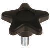 BLACK STAR HAND KNOB 2 1/2" DIA X 3/8" BSW X 3/4" MALE THREADED STUD