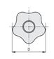 VCT.63 B-M12 LOBE KNOB T/POLYMER BRASS BOSS, THREADED PASS-THROUGH HOLE