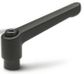 GN 300-92-M12-SW BLACK  FINISH ADJUSTABLE HAND LEVER - WITH BLACKENED STEEL THREADED INSERT