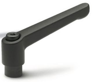GN 300-92-M12-SW BLACK  FINISH ADJUSTABLE HAND LEVER - WITH BLACKENED STEEL THREADED INSERT