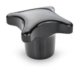 M8 BLACK SHINY HAND KNOB, D/PLAST - WITH STEEL TAPPED INSERT