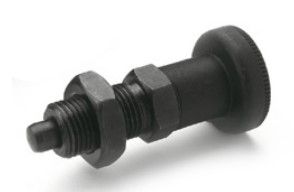 M5 BLACKENED STEEL INDEXING PLUNGER WITH PLASTIC KNOB & LOCK NUT (WITHOUT REST POSITION)