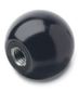 M12 BLACK SHINY BALL KNOB, D/PLAST - WITH TAPPED BUSHING