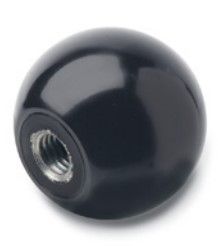 M12 BLACK SHINY BALL KNOB, D/PLAST - WITH TAPPED BUSHING
