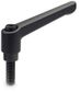 GN 300-92-M12-40-SW BLACK TEXTURED FINISH ADJUSTABLE HAND LEVER - WITH BLACKENED STEEL THREADED STUD