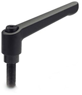 GN 300-92-M12-40-SW BLACK TEXTURED FINISH ADJUSTABLE HAND LEVER - WITH BLACKENED STEEL THREADED STUD