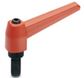 MR.80 P-M10X40-C2 ORANGE ADJUSTABLE HANDLE, BLACK OXIDE STEEL THREADED STUD