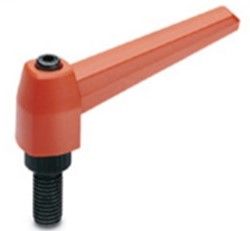 MR.80 P-M10X40-C2 ORANGE ADJUSTABLE HANDLE, BLACK OXIDE STEEL THREADED STUD