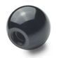 M10 BLACK SHINY BALL KNOB, D/PLAST - WITH TAPPED HOLE (NO BUSHING)