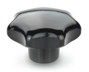 M16 BLACK SHINY STAR KNOB, D/PLAST - WITH STEEL TAPPED INSERT