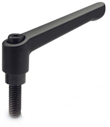 GN 300-78-M10-63-SW BLACK  FINISH ADJUSTABLE HAND LEVER - WITH BLACKENED STEEL THREADED STUD