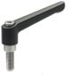 GN 300.1-92-M12-80-SW BLACK  FINISH ADJUSTABLE HAND LEVER - WITH STAINLESS STEEL THREADED STUD