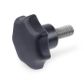 M6 X 20 BLACK MATTE  STAR KNOB, T/POLYMER - WITH ST/STEEL THREADED STUD