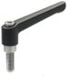 GN 300.1-45-M6-50-SW BLACK  FINISH ADJUSTABLE HAND LEVER - WITH STAINLESS STEEL THREADED STUD